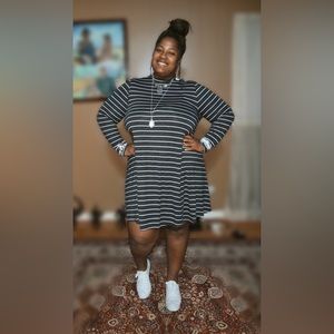 Long Sleeve Striped Dress | Ellos | Size 1X